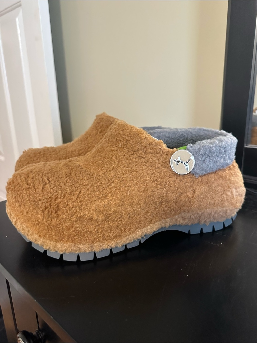 Lil Nas X x CROCS Men's Chestnut Faux-Shearling Clog with Heather Gray Collar